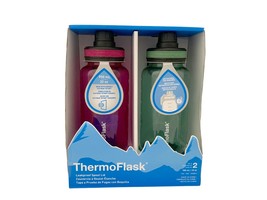 Thermoflask Water Bottle 2pk Pink/Green 32oz Leak Proof Motivational Markings - £15.62 GBP