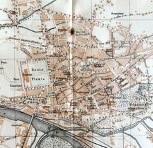 Map Central Pau Southern France Rare 1914 Lithograph WW1 Era WHBS - £39.86 GBP