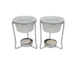 NEW Simply Essential Butter Warmers Set of 2 white porcelain w/ chrome s... - $9.95