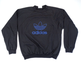 Vintage Adidas Crewneck Sweatshirt Size M 90s Y2K Black Trefoil Peru Made Soccer - £21.91 GBP