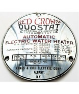Vtg Red Crown Duostat Badge Automatic Electric Water Heater 5 Gal Albany... - $926.86 MXN