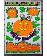 Halloween Neon Flourescent Window Decor Cling Pumpkin Jack-O-Lanterns VTG - £7.33 GBP