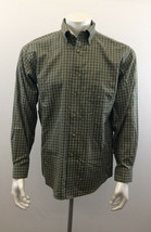 L.L.Bean  Men&#39;s M Wrinkle Resistant Large Cotton Green Check Long Sleeve... - £9.33 GBP