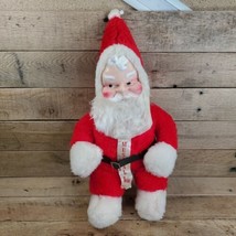 VTG Musical Wind Up Plush Santa Clause W Ribbon and Belt Works Tested - £42.10 GBP