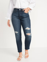 Old Navy Curvy OG Straight Ripped Cut-Off Jeans Womens 2 Blue Button Fly... - $34.52