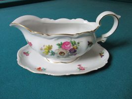 MITTERTEICH BACARIA Germany MEISSEN Floral Gravy Boat with UNDERPLATE [76I] - £74.02 GBP