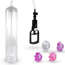 LeLuv 2.5&quot; x 12&quot; EasyOp Tgrip Clear Penis Pump + 4 Stretchy Cock Rings - £29.36 GBP