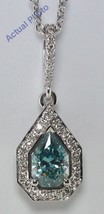 18k White Gold Round &amp; Pear Cut Pendant (Blue &amp; White Diamonds,VS Clarity)  - $2,350.35