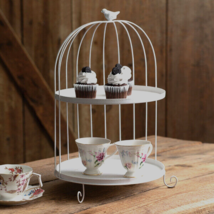 Birdcage 2 tier Tray in white metal - $894.71 MXN