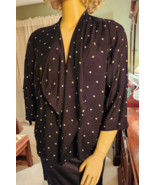 Chico&#39;s Sz 3  (16/XL)  Black/White Polka Dot Lightweight Open Front Tuni... - $24.74