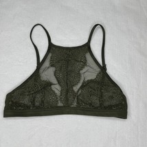 Victoria’s Secret XS High Neck Lace Bralette Sheer Bra Mesh Olive Green ... - $25.00