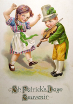 St Patrick&#39;s Day Postcard Souvenir John Winsch 1914 Children With Violin Fiddle - £913.16 GBP