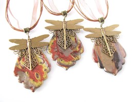 Choice of Pendant Marbled Pattern Polymer Clay Necklace casual Fashion Jewelry F - £23.95 GBP