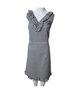 Kate Spade Black White Striped Sleeveless Cotton Ruffle Lined Dress Size... - $49.95