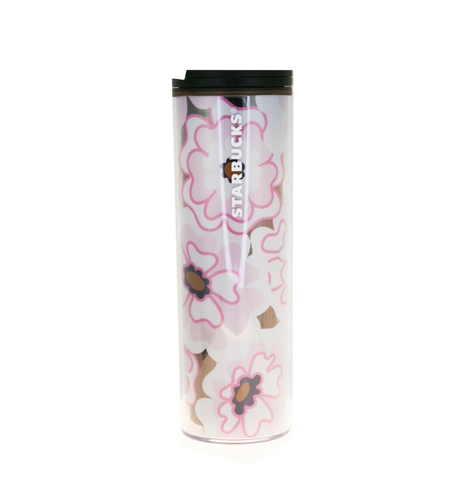 Starbucks Pink Floral Summer Gold Foil Acrylic Travel Tumbler Cup 16 oz Grande - £24.93 GBP