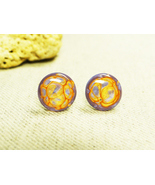 Color earrings, colorful studs hand painted studs, hypoallergenic, gift ... - £25.03 GBP
