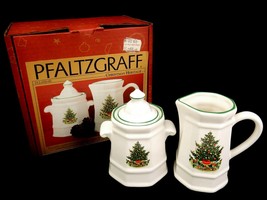 Pfaltzgraff Christmas Heritage Porcelain Creamer &amp; Sugar Set, Original Box - $29.35