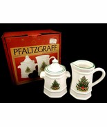 Pfaltzgraff Christmas Heritage Porcelain Creamer &amp; Sugar Set, Original Box - $29.35