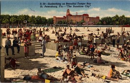 Vtg Postcard Sunbathing on Beautiful Tampa Bay, St. Petersburg Fla. - £4.58 GBP