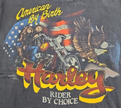 Vtg Black Harley Davidson American By Birth Rider Choice Single Stitch S... - $72.55