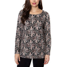 Mario Serrani Womens Crewneck Animal Print Top Size Small Color Tan Snakeskin - £17.46 GBP