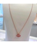 2020 Autumn Release Rose Gold Pink Fan Necklace With Pink CZ Necklace Ch... - £15.64 GBP