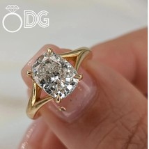 2.50 Ct Cushion Cut Moissanite Solitaire Ring Yellow Gold Plated | 925 S... - $3,734.05 MXN