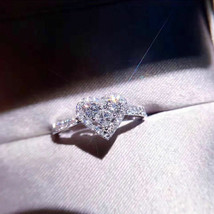 1Ct Imitación Forma Corazón Diamante Anillo Compromiso Boda 14k Oro Blanco Baño - £110.67 GBP