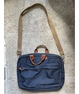J. Crew Harwick Bag Tote Navy Blue Nylon And Leather Weekender Bag/Brief... - $53.29 CAD
