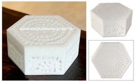 Marvelous Marble Custom Jewelry Box Hand Carved Design Special Gift Deco... - $134.99+