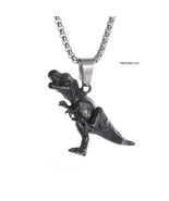 Tyrannosaurus Rex T Rex Running Dinosaur Retro 3D Pendant &amp; Stainless Bo... - $13.46