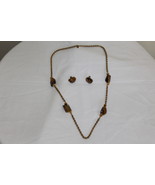 Miriam Haskell Vintage Tigers Eye Chain Necklace 30&#39;L and Marriage Set E... - $377.36 CAD