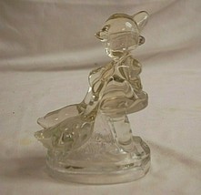 Old Vintage L.E. Smith Clear Art Glass Hummel Style Girl w Geese Figurine - £39.10 GBP