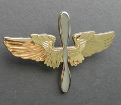 AVIATOR PILOT GOLD COLORED WINGS USAF AIR FORCE LARGE HAT PIN BADGE 3 IN... - $7.95