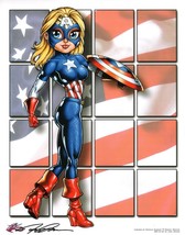 Joel Adams SIGNED Marvel Comics Avengers Art Print ~ Lady Captain America - £23.34 GBP