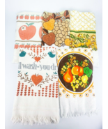 Vtg Kitchen Towels 80s Fruit Ill Wash You Dry Apple Floral Heart Bird Fr... - $52.86 CAD