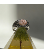 925 Silver Indonesian Pink Opal Ring Oxidized Adjustable Pink Stone 7x10... - $35.00