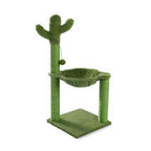 Cactus Cat Tree Cat Scratching Post with Hammock Play Tower - Green - £46.93 GBP