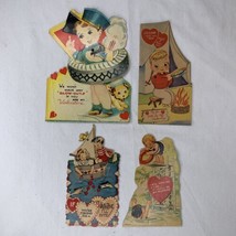 Vtg 1940s Valentine Cards Lot (4) Moving Mechanical Kids Outdoors Camping Swim - £54.59 GBP