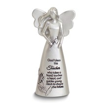 Silver-Tone Enamel &quot;Bless This Teacher&quot; Angel Figurine - £23.44 GBP