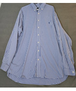 Ralph Lauren Performance Nylon Blue White Button Front Gingham Shirt Sz ... - £22.74 GBP