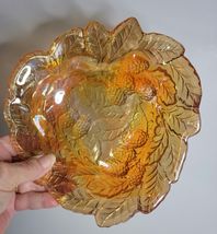 Amber Indiana Glass Candy Dish Loganberry & Leaf Design image 3