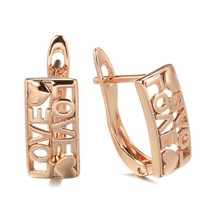 Hot Fashion Glossy Dangle Earrings 585 Rose Gold Simple Square Love Earrings For - £7.22 GBP