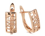 On glossy dangle earrings 585 rose gold simple square love earrings for women high thumb155 crop
