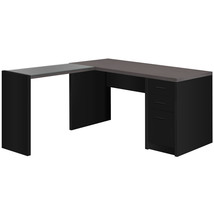 55 Inch Gray and Black L Shape Computer Desk With Three Drawers - €637,33 EUR
