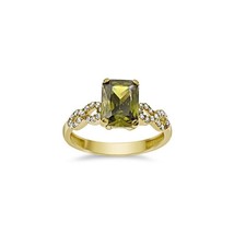 Real 14k Gold Birthstone Ring Green Women Band Size 7.5 - £257.19 GBP