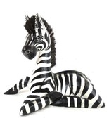 Hand Carved Wooden African Safari Baby Zebra Statue Laying Down - $543.71 MXN