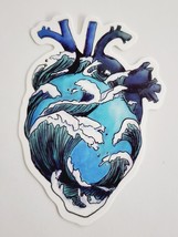 Heart Organ with Wave and Ocean Coloring Sticker Decal Cool Embellishment Gift - £1.76 GBP