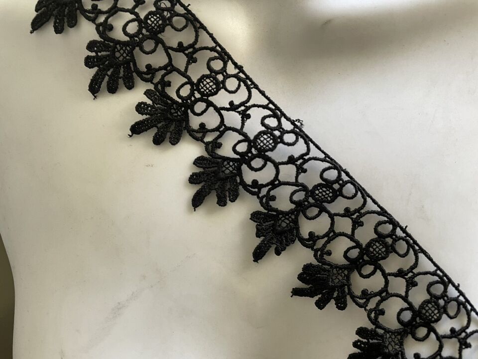 Wholesale 1/15 yards Lace Trim Black Venice/Venise  Edge Lace Trim 2&quot; - $5.99+