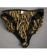Vintage Silkscreen 80s Hi-Cut Flutter Lace Animal Print Lingerie Panties... - $148.50